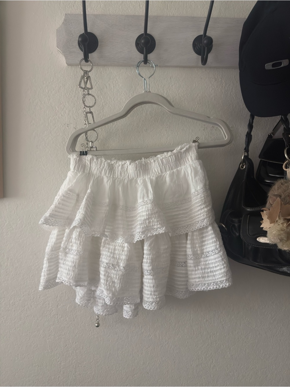Aerie White Tiered Eyelet Mini Skirt